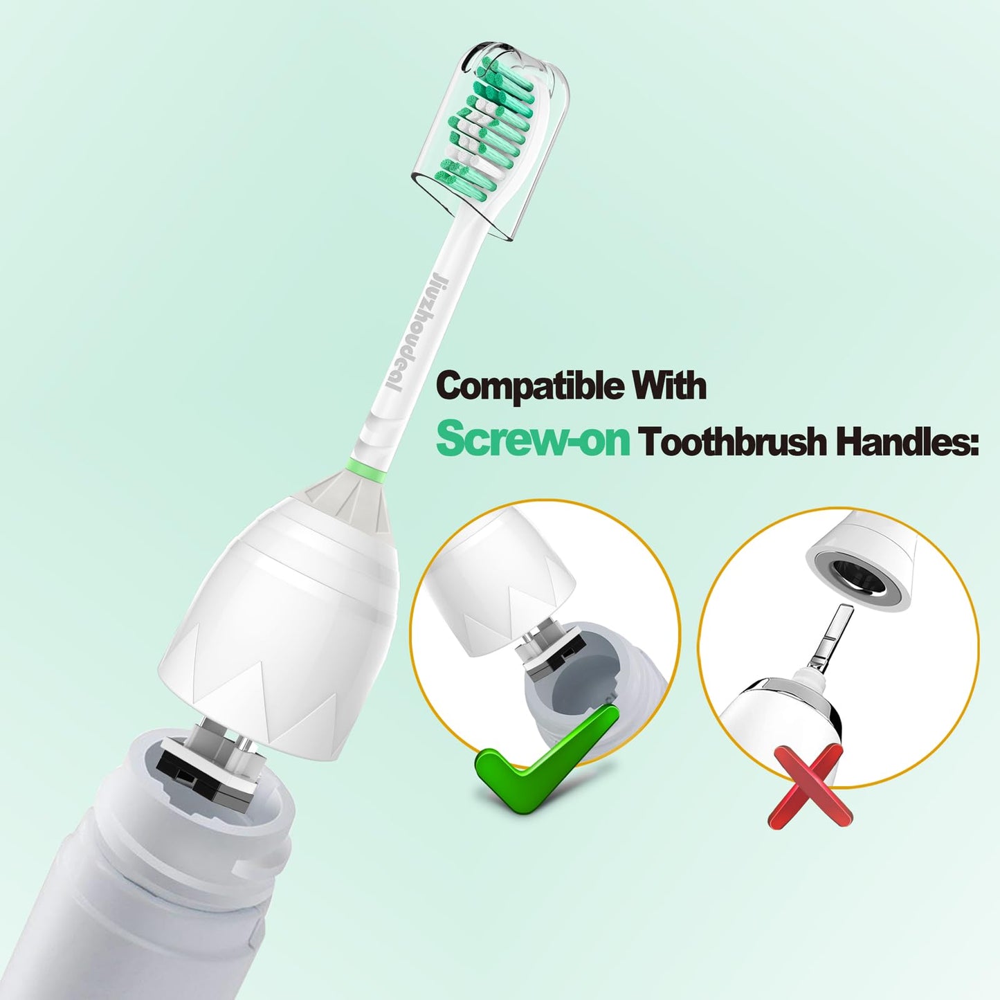 Jiuzhoudeal Replacement Toothbrush Heads for Philips Sonicare E-Series, Compatible with Sonicare Essence, Elite, Advance, CleanCare Screw-on Electric Toothbrush HX7022/66, 6 Pack