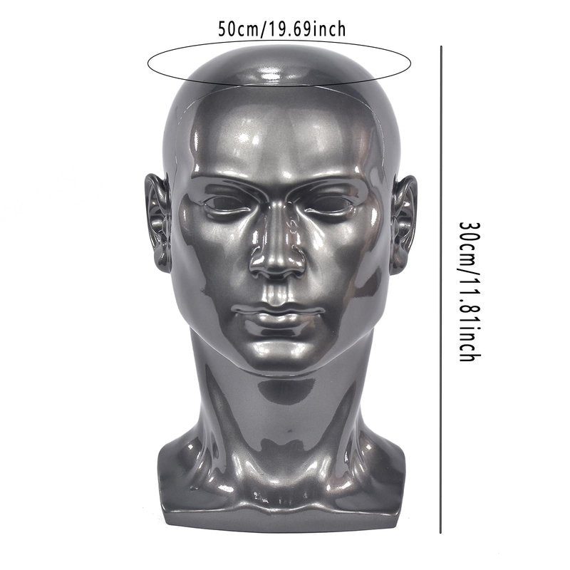 BLTYXT PVC Male Mannequin Head Professional Manikin Training Head for Display Headphone Game Console Hats Wigs Jewellery Glasses Facemask Caps Model Head (L30HH)