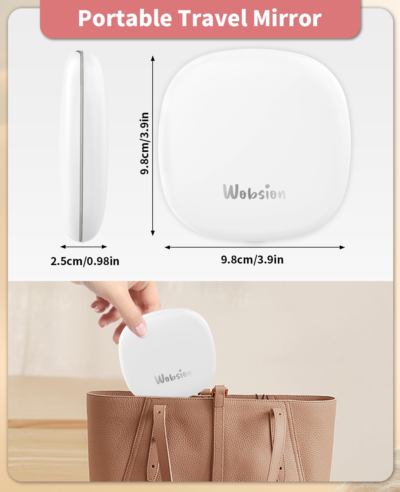WOBSION 1x/10x Rechargeable Lighted Travel Makeup Mirror
