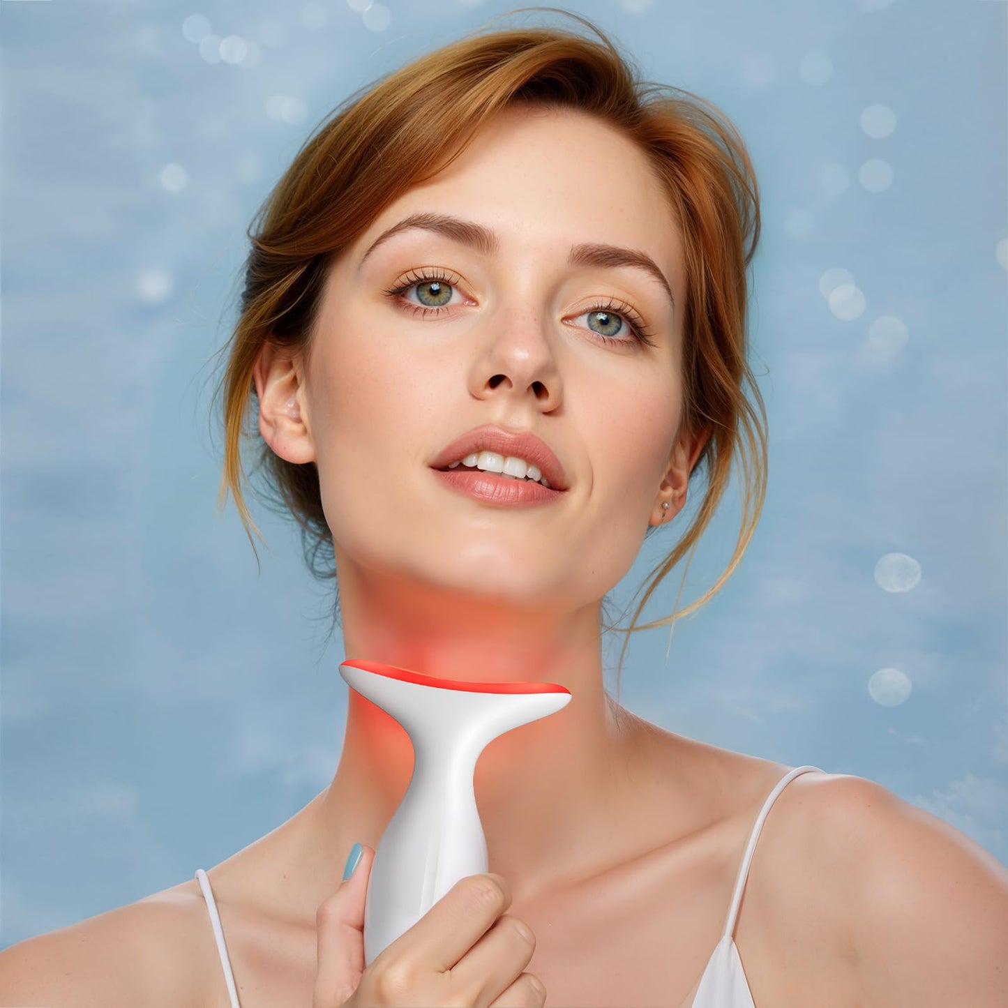 Neck Massager — Portable facial/neck massager with constant temperature heat therapy and vibration massage. USB rechargeable, three adjustable speeds. Relieves fatigue and aids in skincare absorption