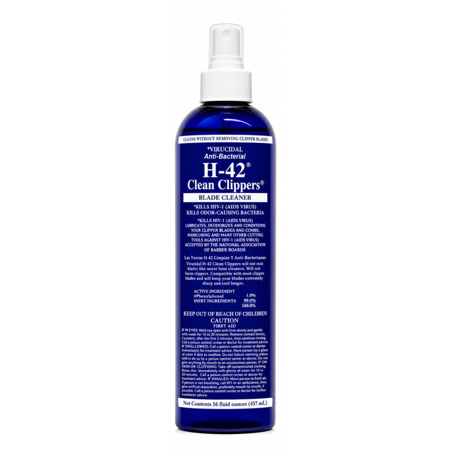 Skin Revolution H-42 Professional Clipper Blade Cleaner - Waterless, Cleans & Cools, 16oz Spray Bottle