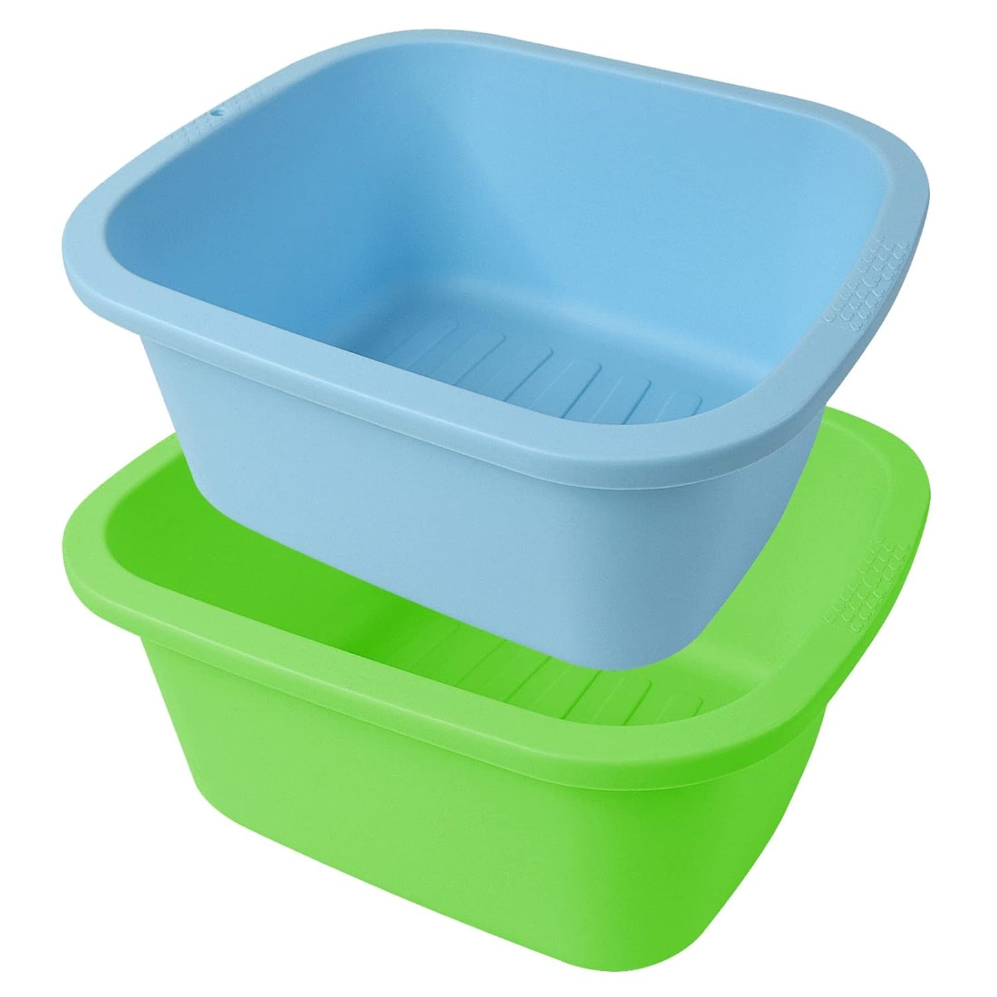 Foot Soaking Bath Basin - Large Feet Massager Tub for Home Spa Pedicure | 2 Pack Green & Blue