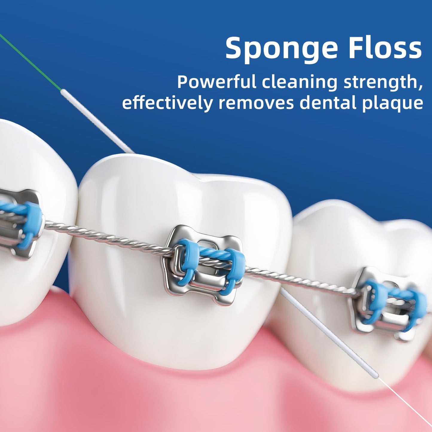 RioRand 3-in-1 Orthodontic Floss Threaders for Braces, Bridges & Implants - Pre-Cut Strands with Stiffened End & Spongy Expanding Floss, PFAS-Free 160 Count (Pack of 2)