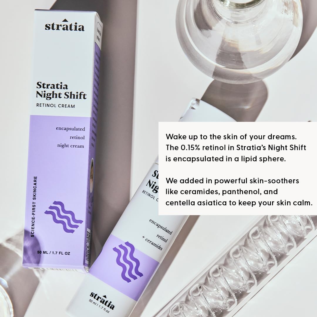 Stratia Night Shift Retinol Cream – Age-Defying Face Moisturizer for Smooth, Radiant Skin, Hydrating & Gentle Lotion for All Skin Types, 1.7 Fl Oz