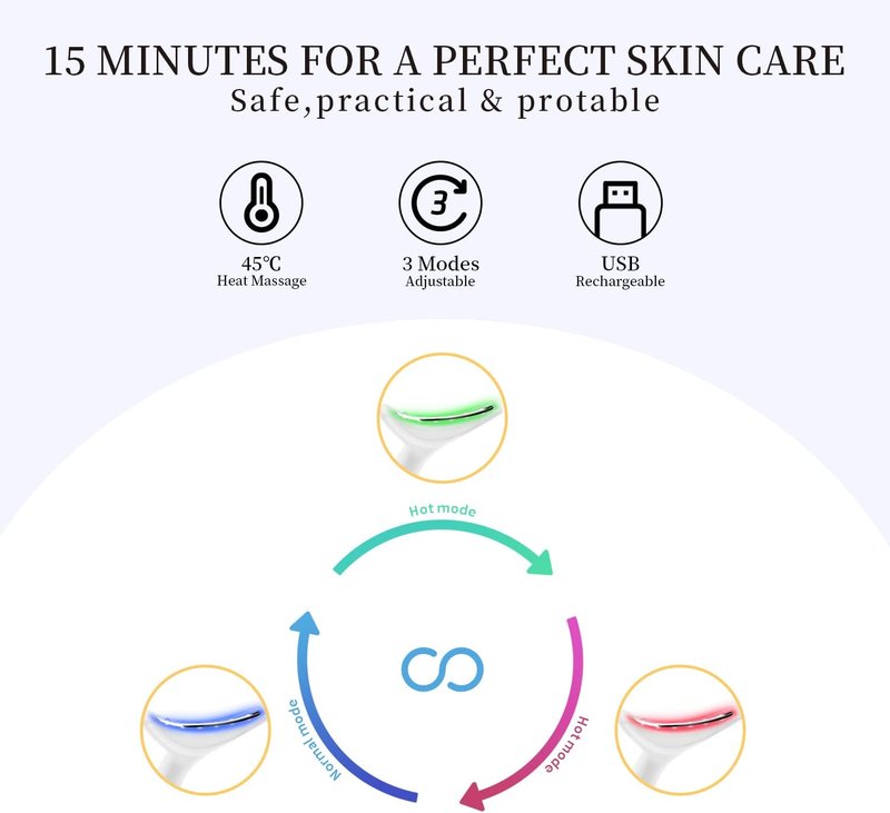 3-in-1 Beauty Massager | Electric Facial Massager with Heat, Vibration & LED for Smoother, Firmer Skin - Face & Neck Use