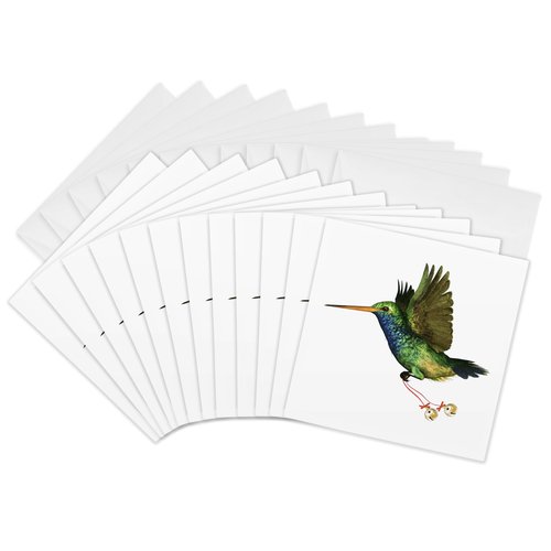 3dRose Hummingbird Christmas - Greeting Cards, 6 x 6 inches, set of 12 (gc_37130_2)