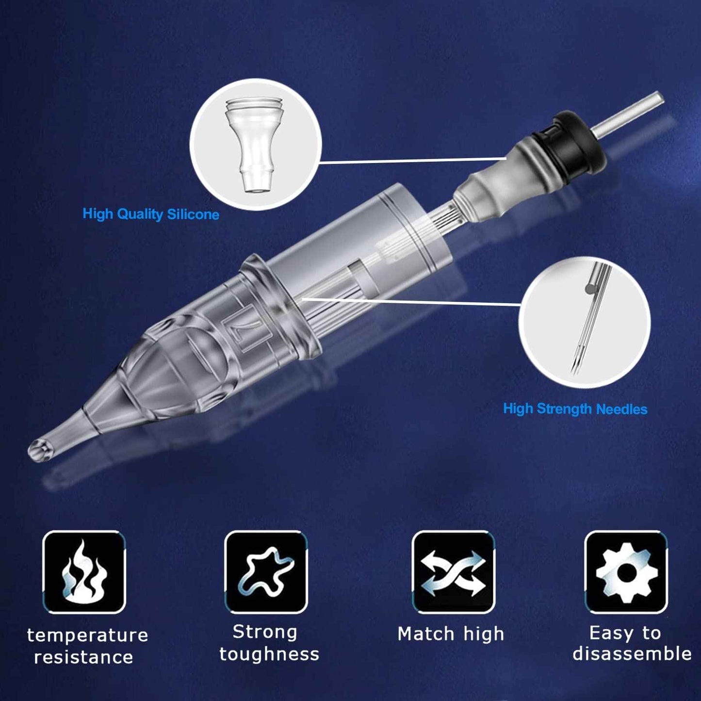 Gakonp Tattoo Cartridge Needles 60Pcs Mixed Tattoo Needles#12 Size 5RL 7RL 9RL 7RS 7M1 9M1 for Beginners or Artists