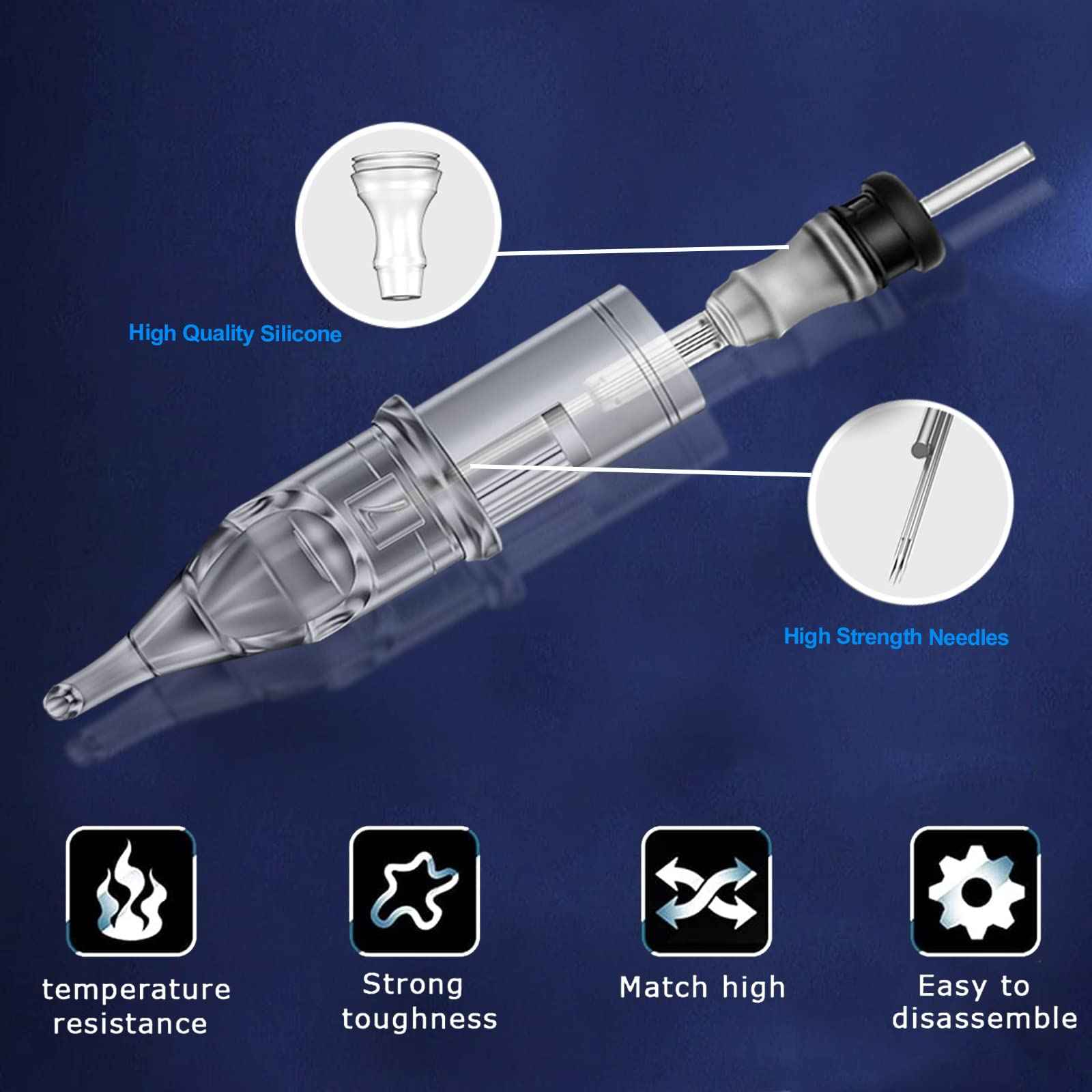 Gakonp Tattoo Cartridge Needles 60Pcs Mixed Tattoo Needles#12 Size 5RL 7RL 9RL 7RS 7M1 9M1 for Beginners or Artists