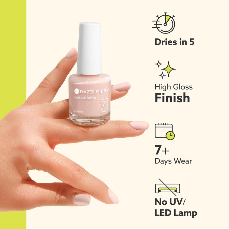 Dazzle Dry Nail Lacquer (Step 3) - Mind Your Mani - A pale, barely there nude with pink undertones. Sheer cream. (0.5 fl oz)