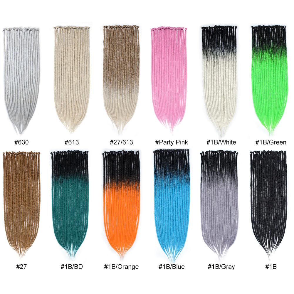 Kraler 24-Inch Ombre Black to Grey Dreadlock Extensions - 40 Strands Thick Synthetic Hair for Hip Hop Style | 1cm Width