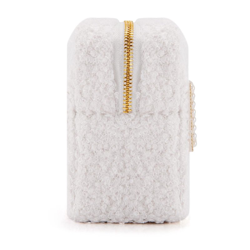 Anforsun Personalized Initial Travel Makeup Bag, Makeup Bag Travel Cosmetic Bag, Sherpa Teddy Pearl Letters A