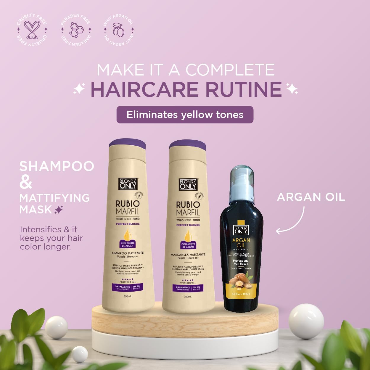 Purple Toning Shampoo for Blonde Hair - Eliminates Brassiness & Neutralizes Yellow Tones | Argan Oil Infused, 11.8 Fl Oz