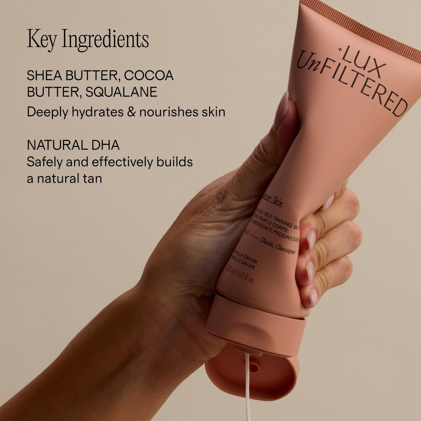 Lux Unfiltered N°32 Gradual Self Tanner - Hydrating Lotion with Shea Butter & Squalane | Vegan, Natural-Looking, Non-Sticky