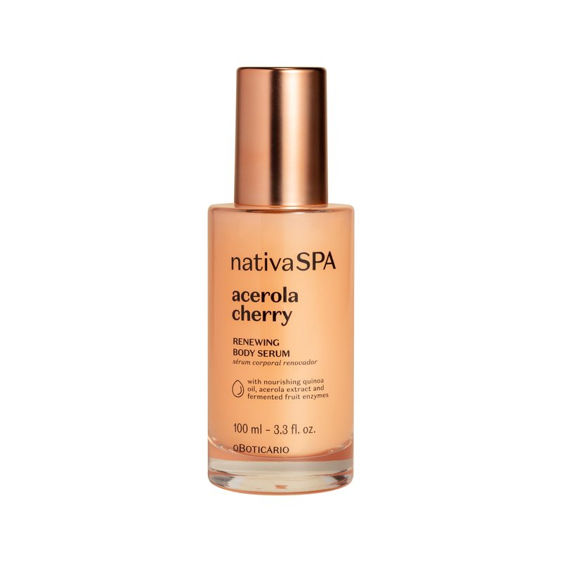 Nativa SPA by O Boticario Acerola Cherry Renewing Body Serum, Lightweight Hydration for Luminous Skin, 3.38 Ounce (100 ml)