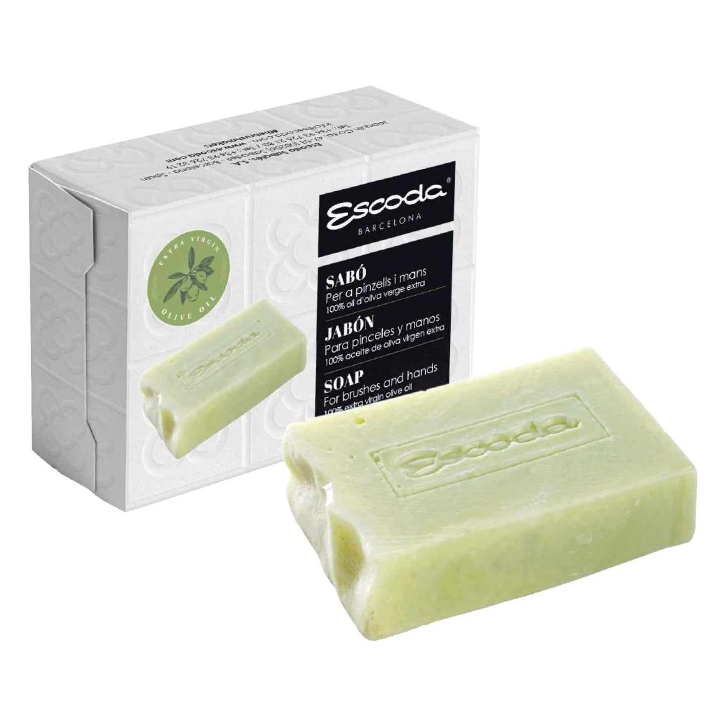 Escoda | Olive oil brush soap | Soap for cleaning brushes and hands | 100g per bar | 1 Bar of soap | For all types of brushes