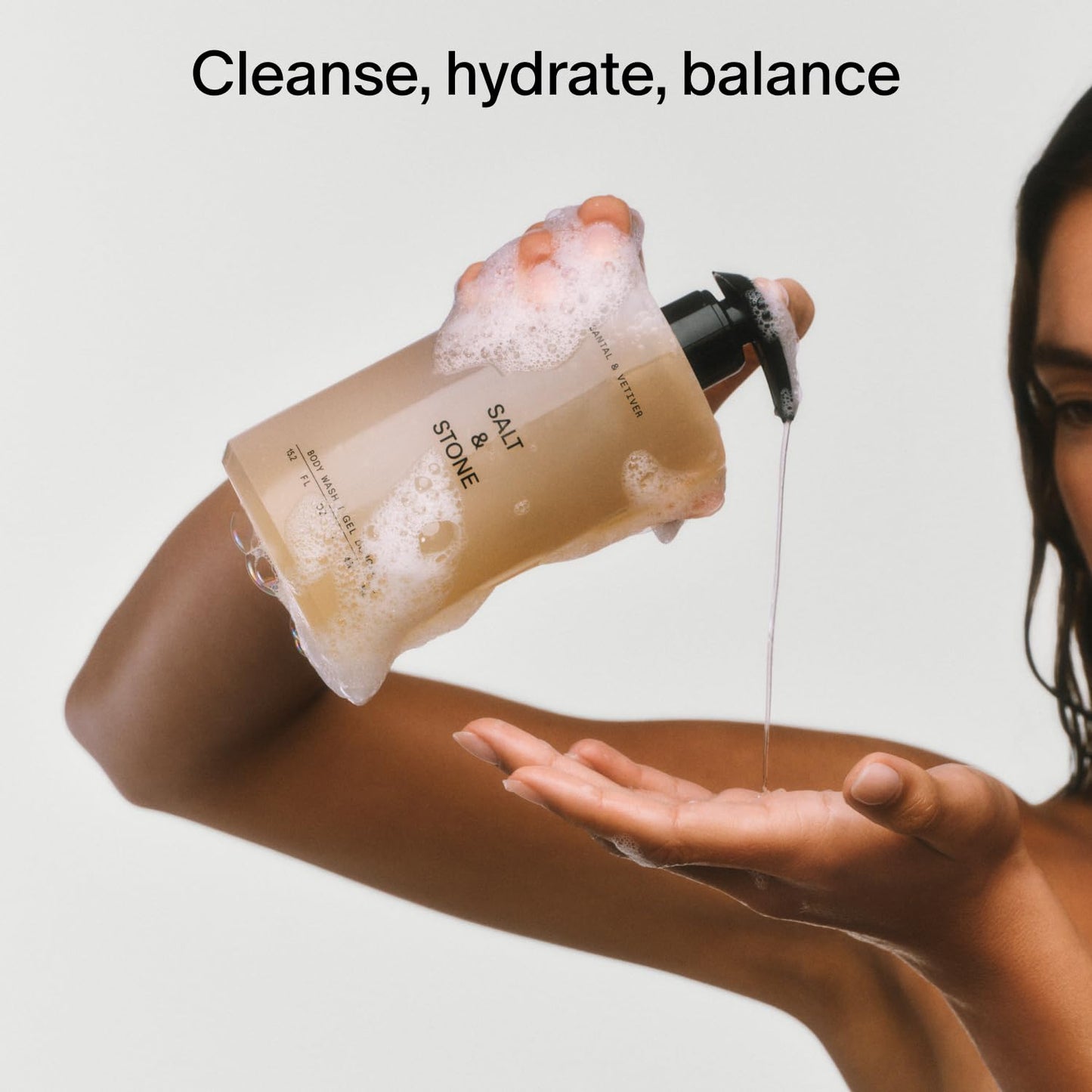 Salt & Stone Body Wash with Antioxidants for Deep Moisture | For Women & Men, Sulfate, Paraben, & Dye Free, Leaving Skin Soft and Hydrated | Saffron & Cedar 15.2 fl oz