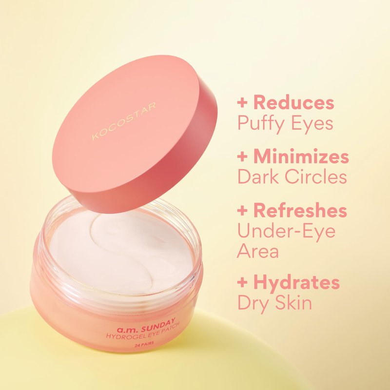 KOCOSTAR Hydrogel Eye Patches with Low Molecular Weight Norwegian Bio-Collagen, Reduces Dark Circles and Wrinkles, Under Eye Masks for Puffy Eyes, Hydrating for Dry Skin, Korean Skincare (48 patches)