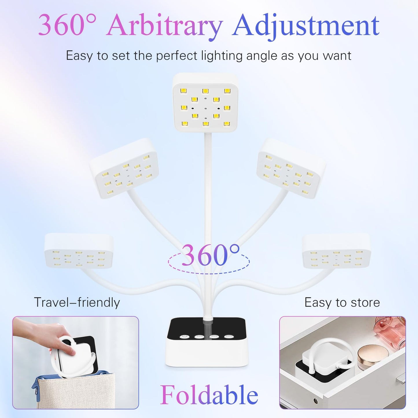 Led Nail Light for Gel Nails - 36W Mini Cordless Gel Nails Lamp Flash Cure Polish, Nail Dryer with 4 Times & Auto Sensor, LCD Digital Display, Fast Curing Gooseneck Lamp for Home DIY