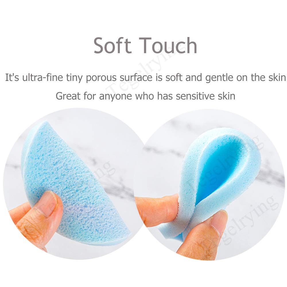 Facial Sponges Compressed,360 Pieces Makeup Remover PVA Professional Round Face Wash Sponges Spa Pads for Women Exfoliating Cleansing,Blue