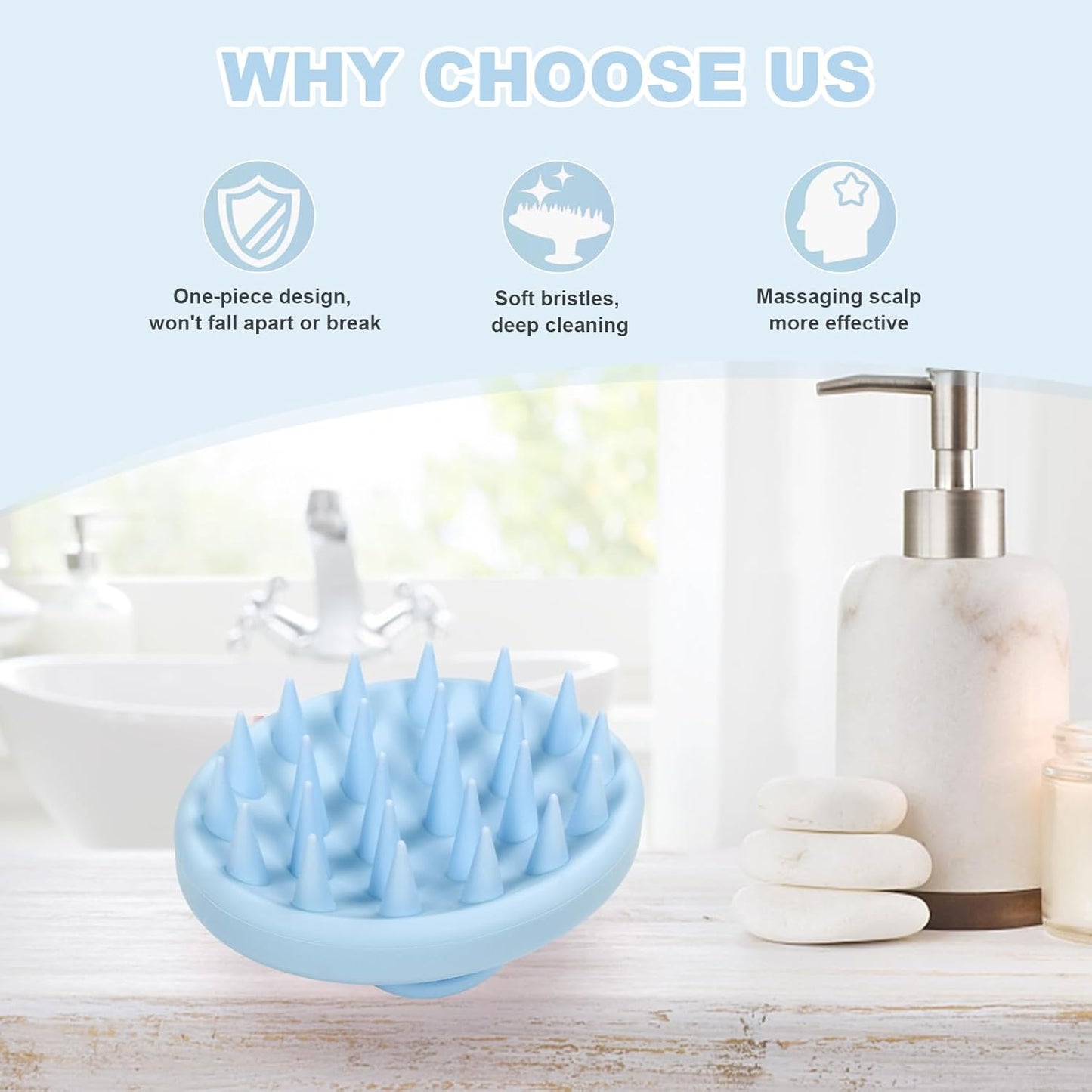 Silicone Scalp Massager, Scalp Scrubber for Hair Growth with Soft Bristles, Scalp Exfoliator Brush Dandruff Removal Shampoo Brush for Wet Dry Scalp Care (Mint Green)