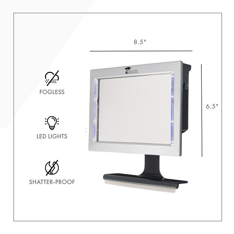 ToiletTree Products Original LED Fogless Shower Mirror with Squeegee