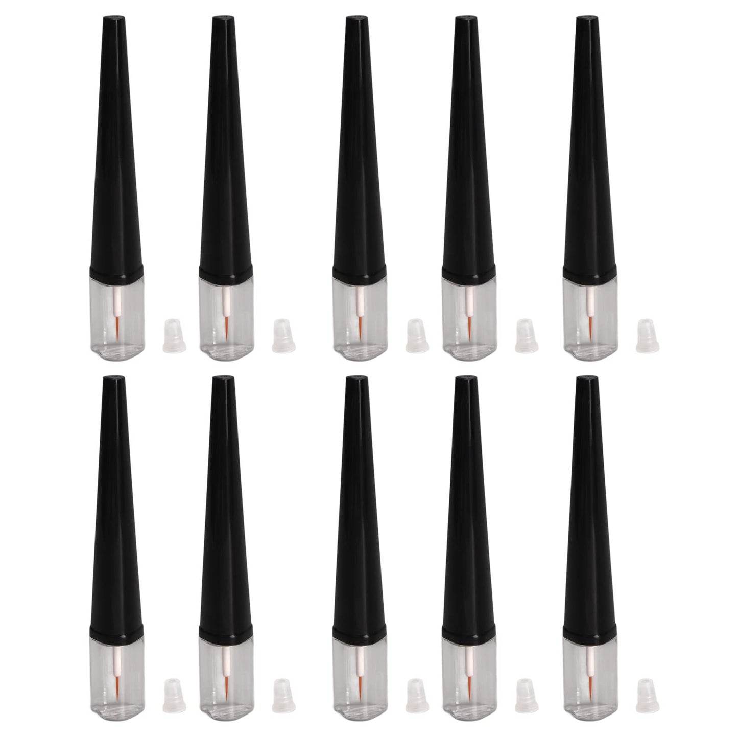 Liquid Bottle, 10pcs Eyelash Growth Liquid Bottle, Refillable Transparent Empty Tubes with Black Cover for Cosmetic 5ml