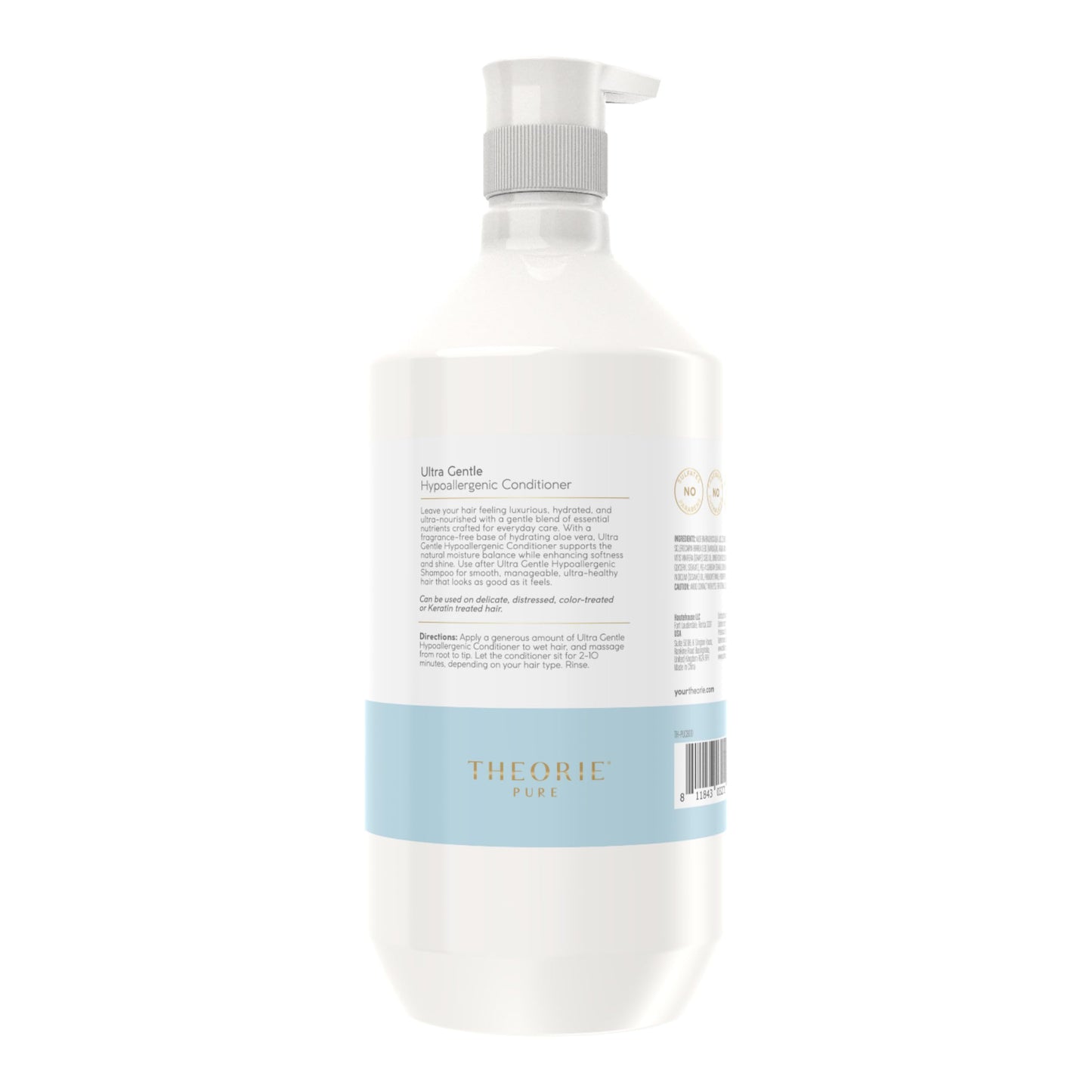 Theorie Pure Collection Hypoallergenic Conditioner -Plant-Based & Vegan - for Soothes Itchy & Allergy Prone Skin - Fragrance-free - Sensitive Scalp, Pump Bottle -800mL - 1 Pack