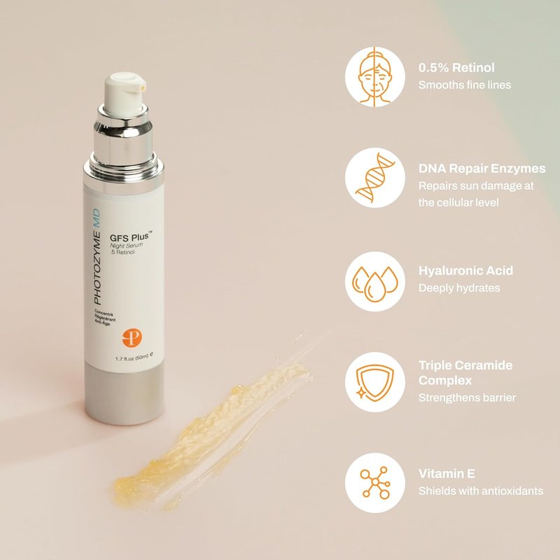 Photozyme Night Serum with 0.5% Retinol | Anti-Aging Peptide Complex for Wrinkles, Dark Spots & Skin Brightening – 0.5 fl oz