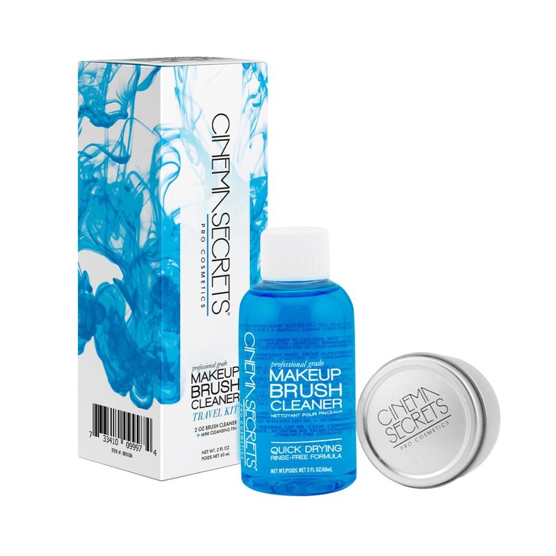 Cinema Secrets Blue Vanilla Makeup Brush Cleaner Kit - Professional Quick-Dry, Rinse-Free Formula | Cleansing Tin Included