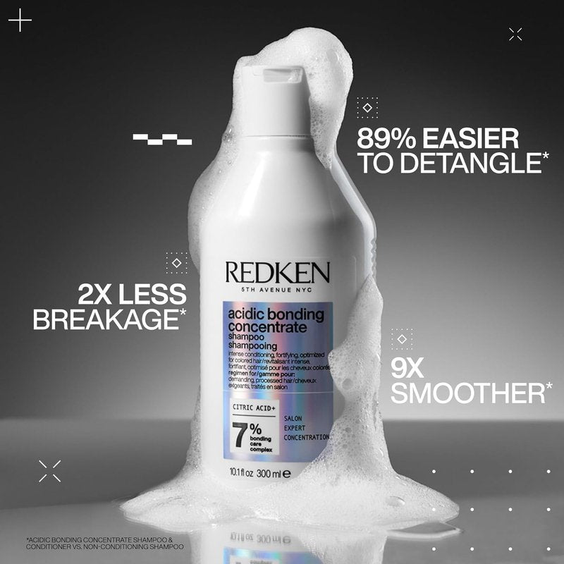 Redken Acidic Bonding Concentrate Shampoo & Pre-Treatment Set | Repair Damaged Hair, Reduce Breakage