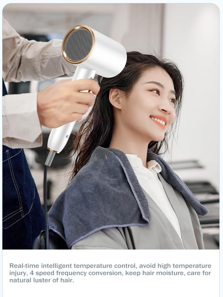 Ionic Hair Dryer - High-Speed 50000 RPM Blow Dryer with 5 Temp & 3 Speed Settings | Lightweight, Negative Ion Technology for Home & Travel