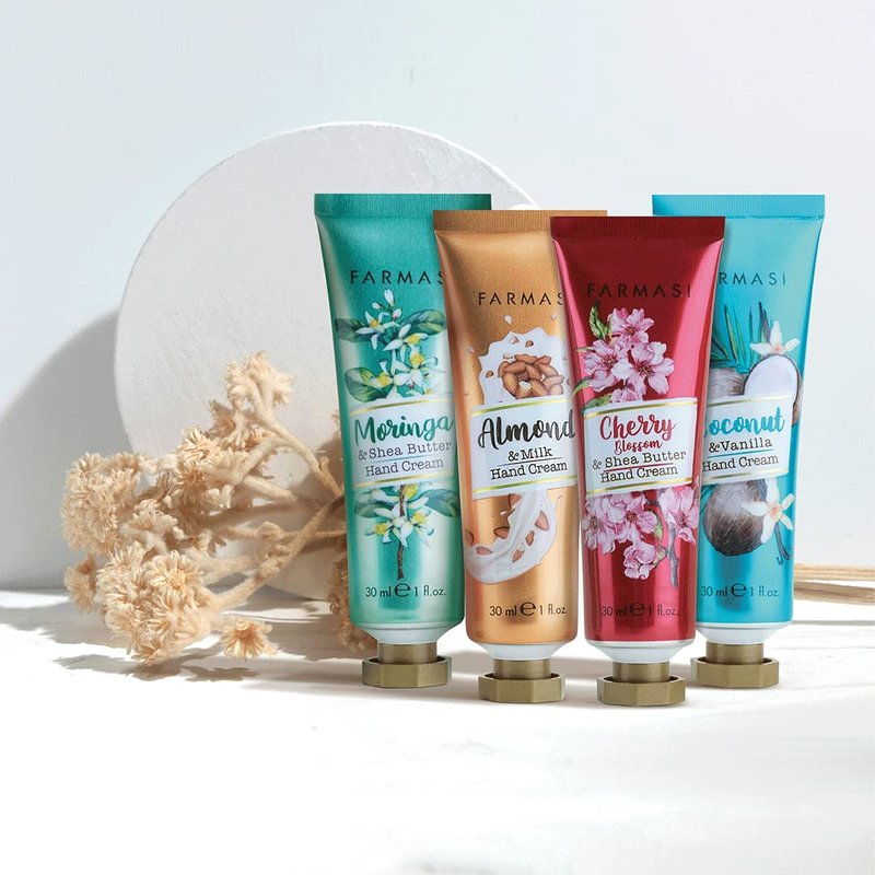 FARMASi Hand Cream - Deep Moisturizing Shea Butter Lotion for Dry Hands | Fast Absorbing, Travel Size 1 fl oz, Almond & Milk