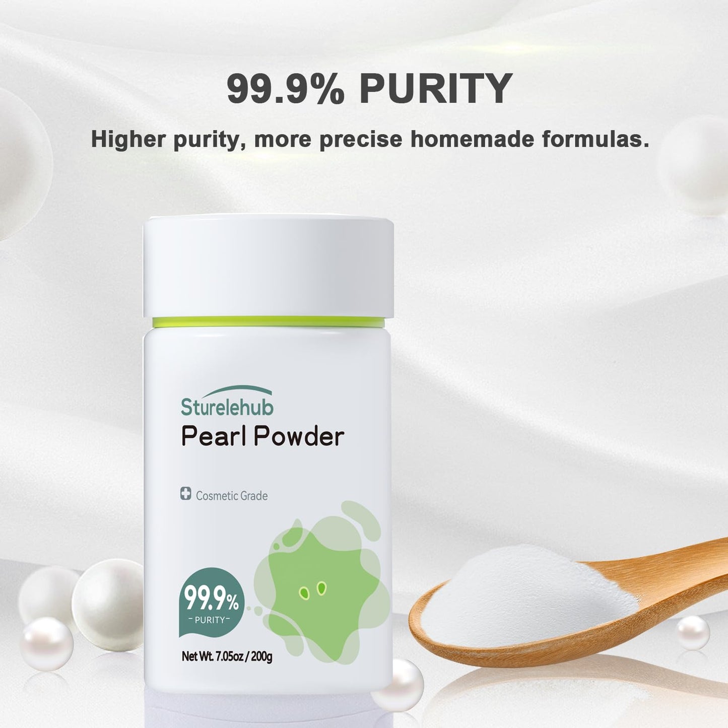 Sturelehub Pearl Powder Organic, for Face, 7.05OZ / 200g 99.9% Purity, Cosmetic Grade, for DIY Mask, Cream And Lotion, Organic Pearl Powder For Homemade Cosmetics