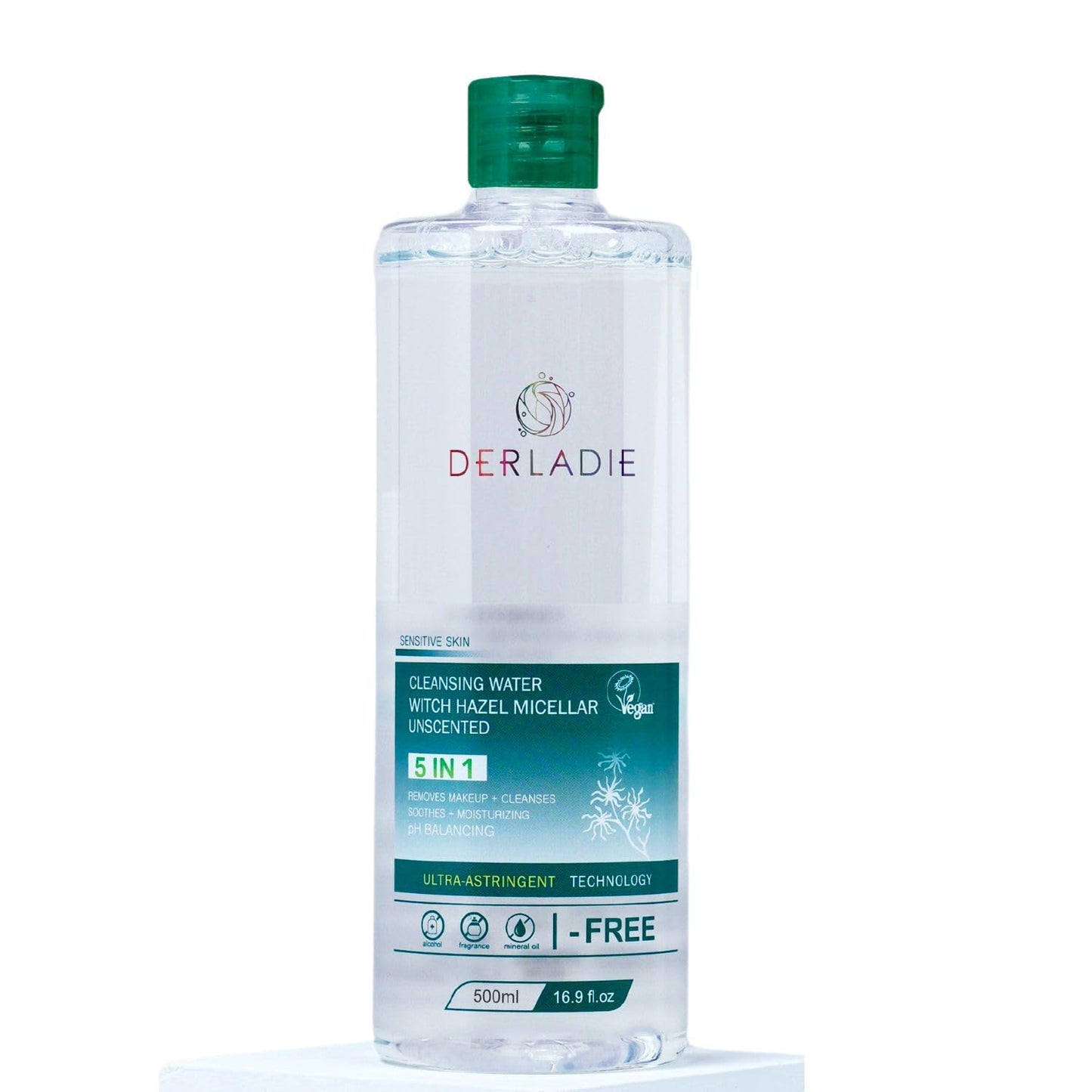 Derladie Cleansing Water with Witch Hazel Micellar Vegan Formula 500ml / 16.9 fl.oz