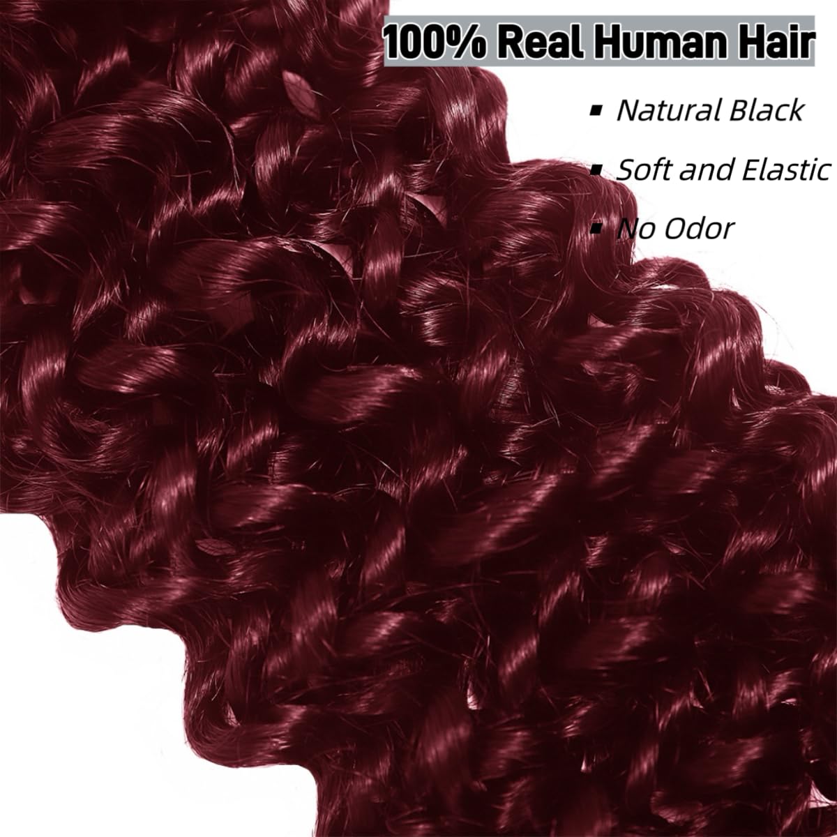 99J Human Braiding Hair Water Wave Bulk Human Hair for Braiding Bohemian Knotless 2 Bundles 100g 16inch No Weft 10A Brazilian Virgin Human Hair Extensions Curly Bulk Human Hair for Boho Braids
