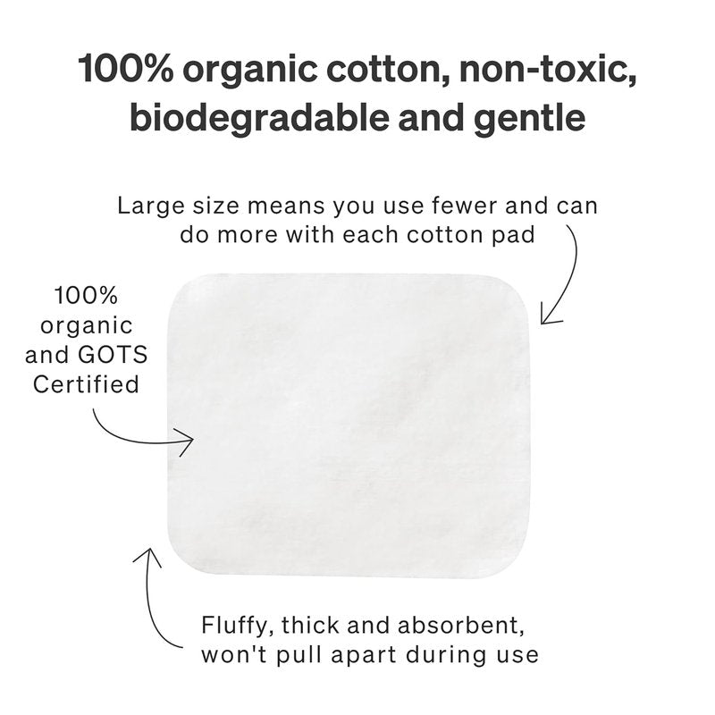Baby Cotton Pads for Diaper Change - Ultra Soft 100% Organic Extra Large | 360 Count, Lint-Free, GOTS Certified