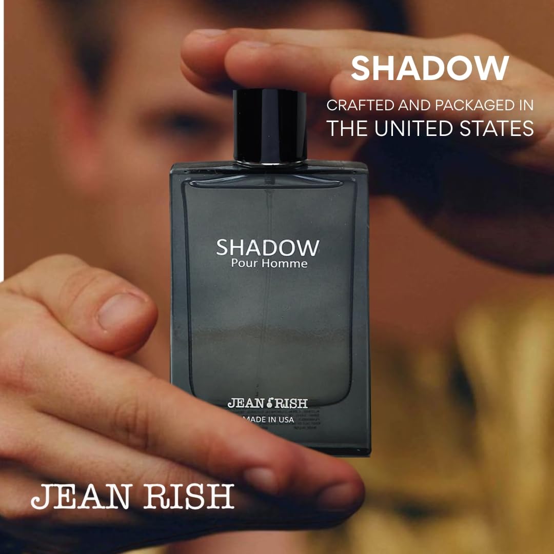 Jean Rish Shadow Pour Homme Perfume for Men Eau De Toilette, Long-Lasting Luxury Fragrance, Made In USA - Lemon, Lavender, Cedar, Musk Scent - 100ml / 3.4 oz