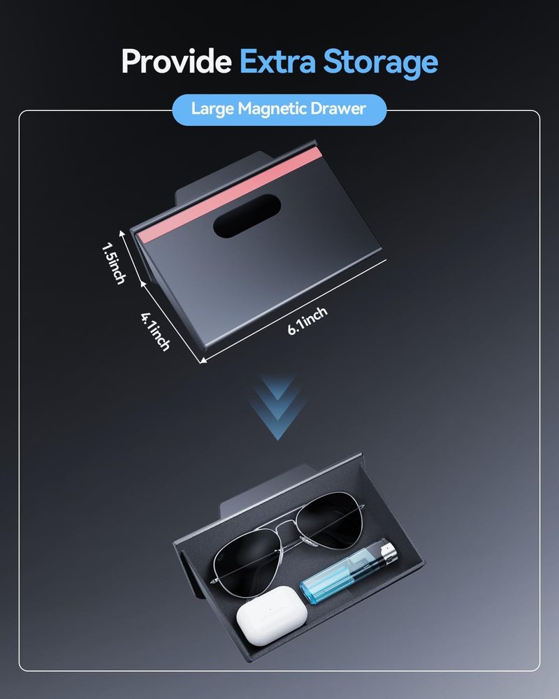 Toyota 4Runner Console Storage Drawer | Magnetic Design for Smooth Sliding - 5th Gen Cubby Box with Silent Flocking Felt & Durable ABS Material