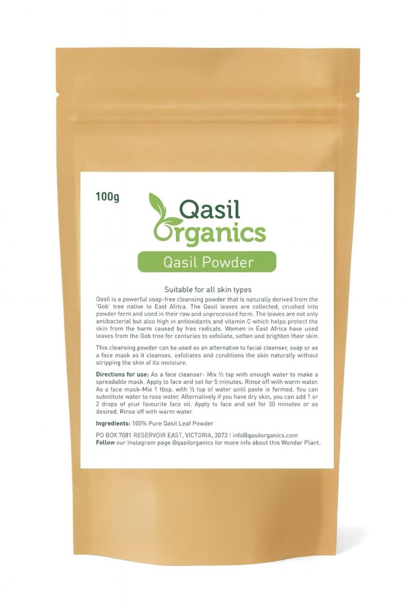 Qasil Organics – 100% Pure Qasil Leaf Powder – Deep Pore Cleansing Facial & Body Mask– Clears Blemishes, Blackheads and Clogged Pores for Clear Skin - 3.5 oz