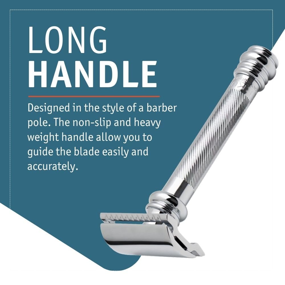 Merkur 38C Double Edge Safety Razor | Chrome Finish, Extra Large Grip, Eco-Friendly Design