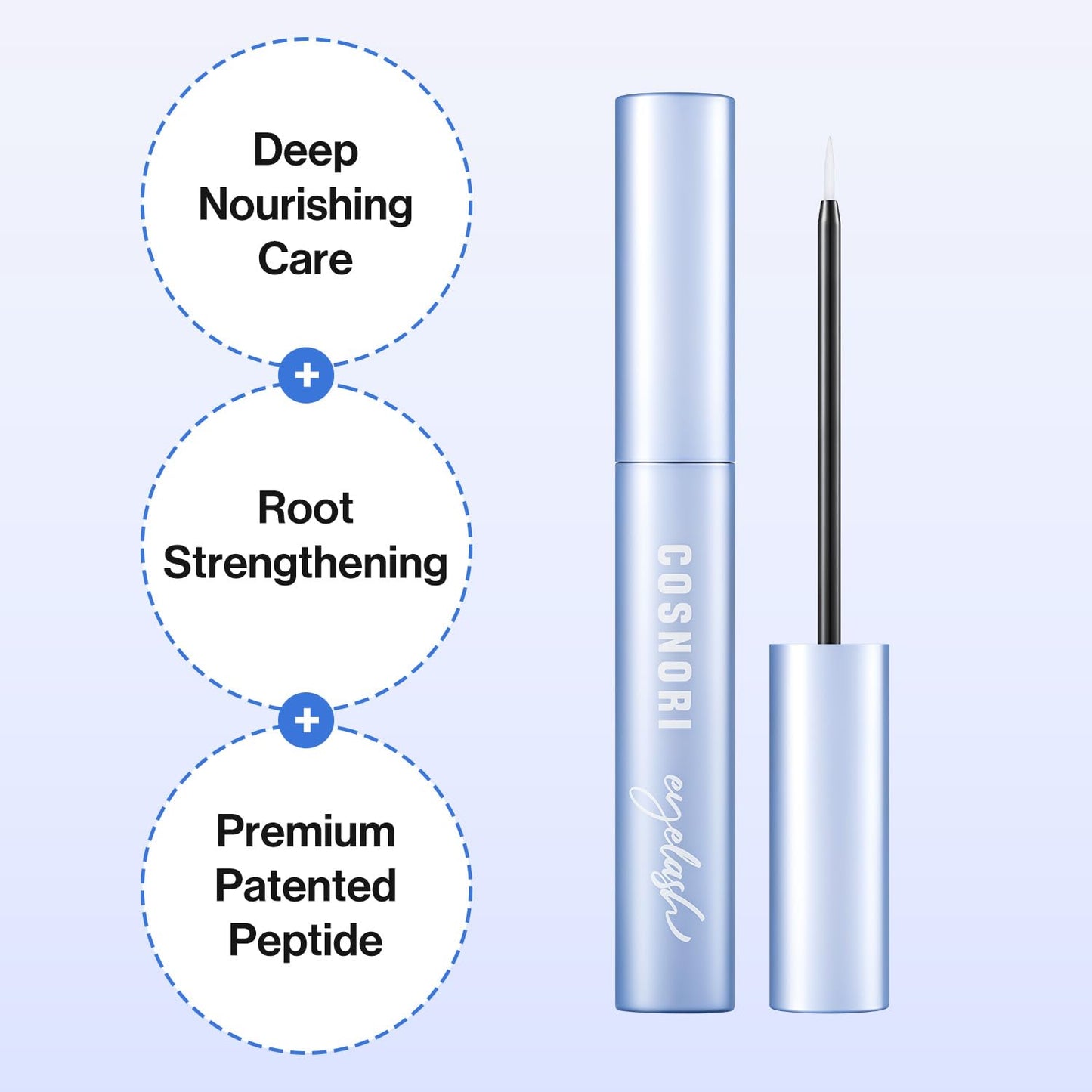 COSNORI Intensive Eyelash Serum - Korean Eyelash Root Care Serum for Healthier and Stronger Lashes - High Purity Protein, Plant-Based Collagen - Hypoallergenic Formula, Non-Irritating, 0.2 fl.oz