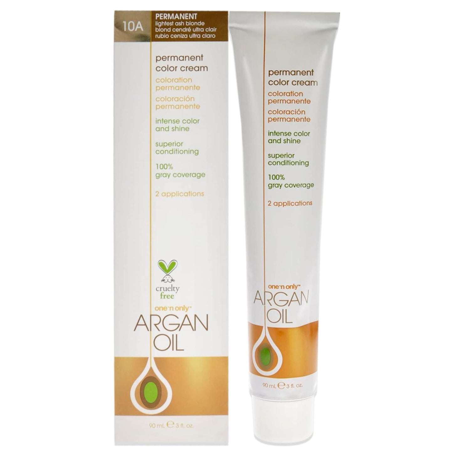 One N' Only Permanent Hair Color - Argan Oil Hair Dye for Rich Tones & Gray Coverage - 10A Lightest Ash Blonde (3 oz)