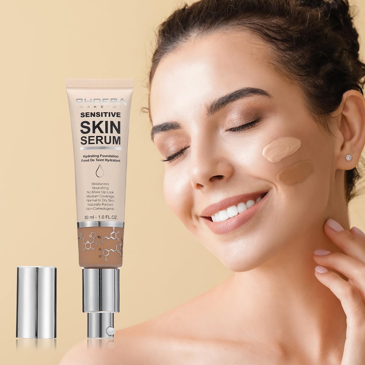 PHOERA Hydrating Serum Foundation,Flawless Full Coverage and Hypoallergenic Makeup Base Foundation. (N01 Porcelain, norm)