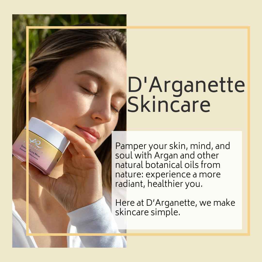 D'Arganette Sunshine Glow Face Mask with Grapeseed Oil & Niacinamide, Facial Scrub & Gentle Face Exfoliator to Cleanse Pores, Smooths, Hydrates and Brightens Skin- - 3.4 oz- Made In USA