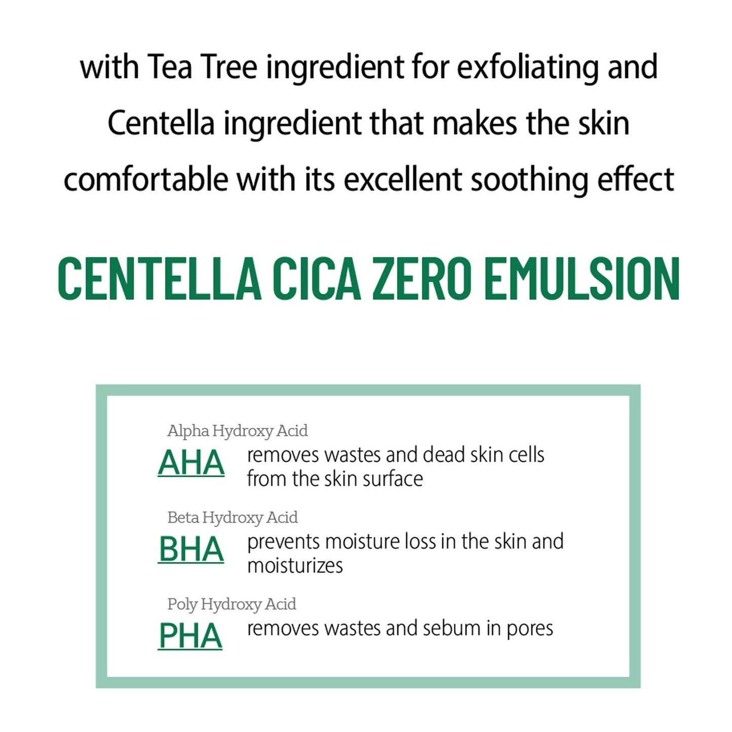 DEARBOO SKIN Balancing Centella Cica Zero Facial Emulsion 5.07 fl.oz(150ml) | AHA BHA PHA and Teatree | Soothing, Calming, Moisturizing for Sensitive Skin | Daily Korean Skincare