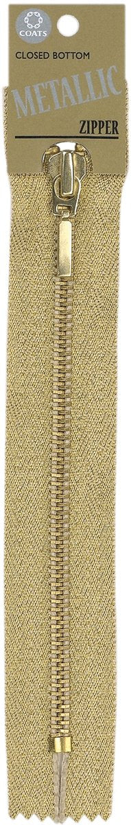 COATS & CLARK 9"-Gold Coats Fashion Metallic Closed Bottom Zipper