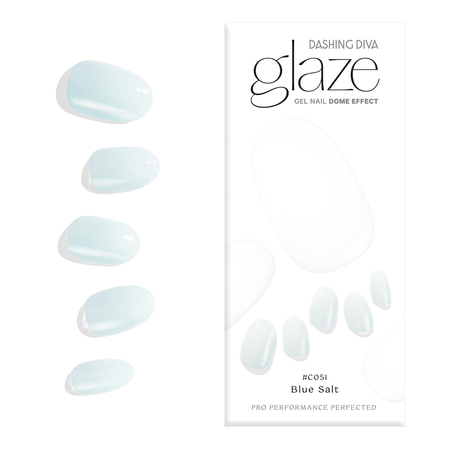 Dashing Diva Glaze Semicured Gel Nail Strips - Blue Salt | Long Lasting, Chip Resistant | LED Nail Lamp Compatible | 34 salon-quality wraps, 2 prep pads, 1 nail file