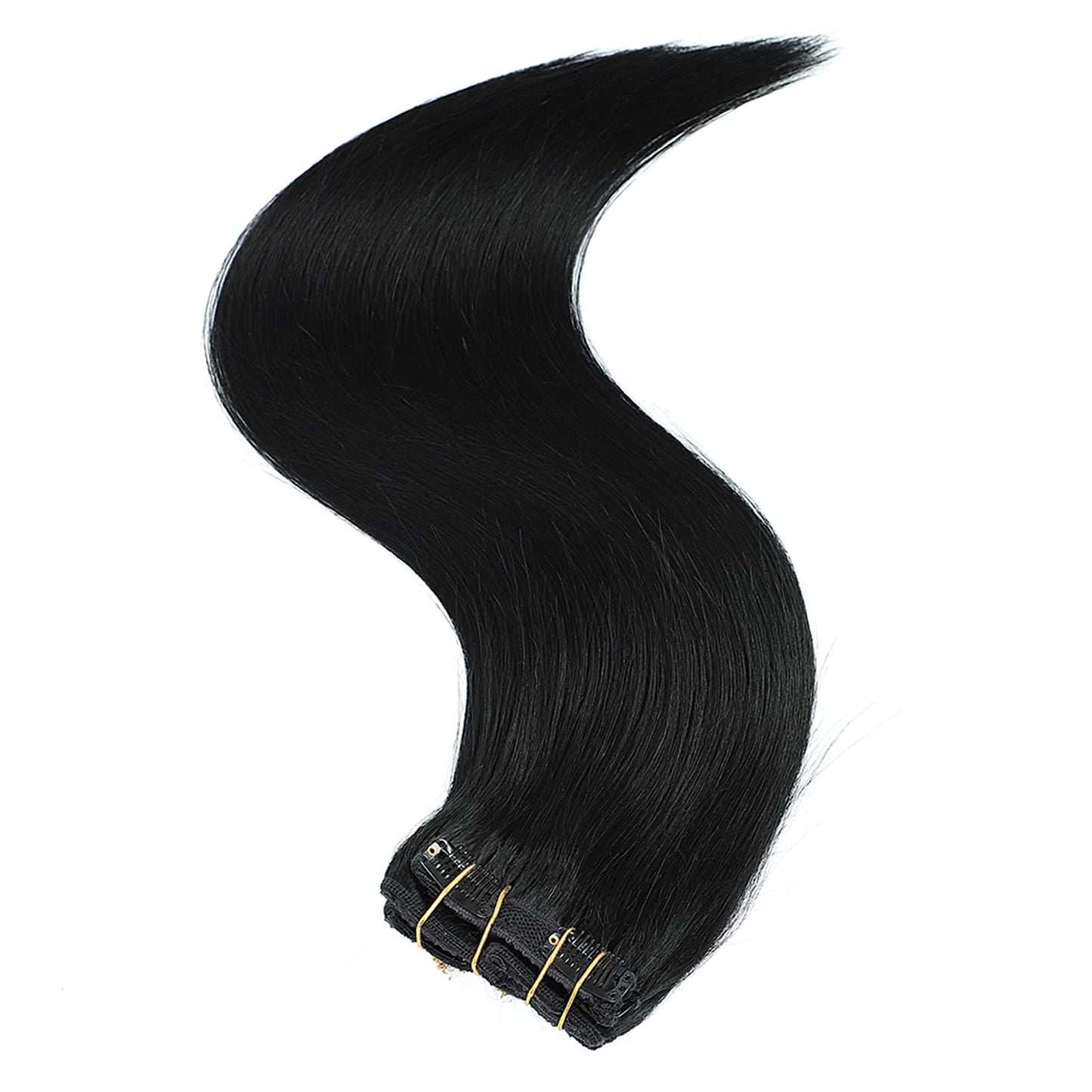 Clip in Hair Extensions Real Human Hair, 120g/set 7pcs, Thick Remy Human Hair Clip in Extensions, Brazilian Straight Human Hair Clip ins for Women (1#, 14inch)