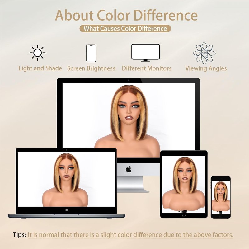 Selina 4x4 Straight Highlight Ombre Bob Wig Human Hair Hd Lace Front Wigs Human Hair Gluless 100% Remy Hair for Women Transparent Lace Wig 12 Inch
