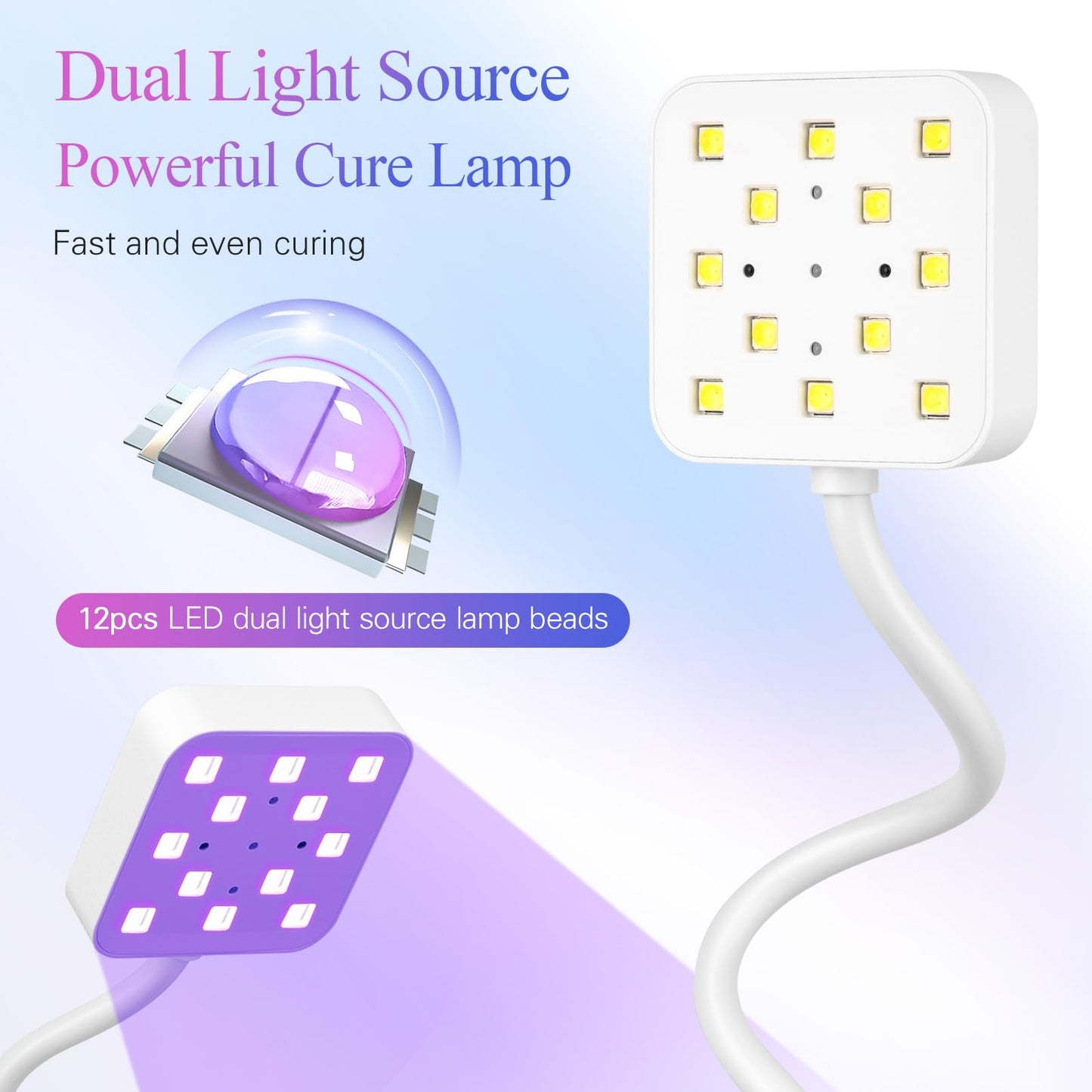 Led Nail Light for Gel Nails - 36W Mini Cordless Gel Nails Lamp Flash Cure Polish, Nail Dryer with 4 Times & Auto Sensor, LCD Digital Display, Fast Curing Gooseneck Lamp for Home DIY